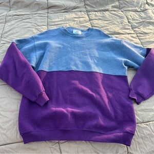 Vintage Hanes Premium Gray and Purple Crewneck Sweat Shirt Size Medium